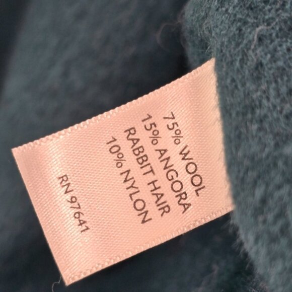 J Jill Jacket Womens 1X Dark Forest Green Open Front Wool Angora Waterfall Tie - Picture 9 of 12